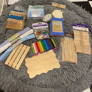 NEW 14 PIECE CRAFTERS MATERIAL- Craft Fabric, adhesive Diamond ribbon, foam